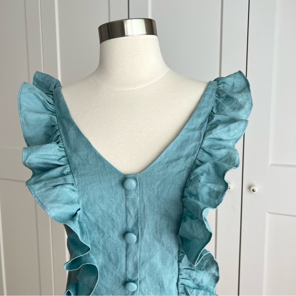 KARLIE Linen Raffle Mini Dress - Picture 5 of 11